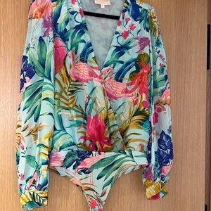 Rococo Sand Women’s Flamingo Tropical Print Top Size S